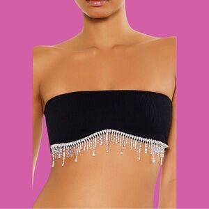 Forever 21 Seamless Rhinestone Fringe Bralette